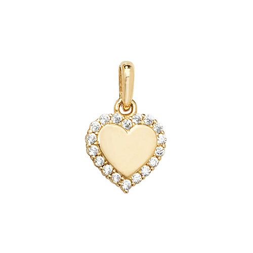 9CT YEL GOLD HEART CZ PENDANT