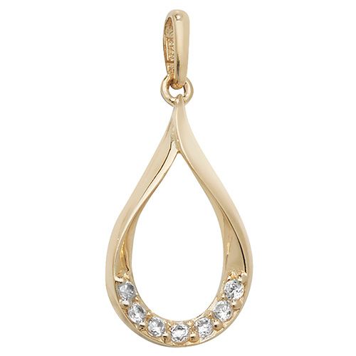 9CT YEL GOLD TEARDROP SHAPED CZ PENDANT