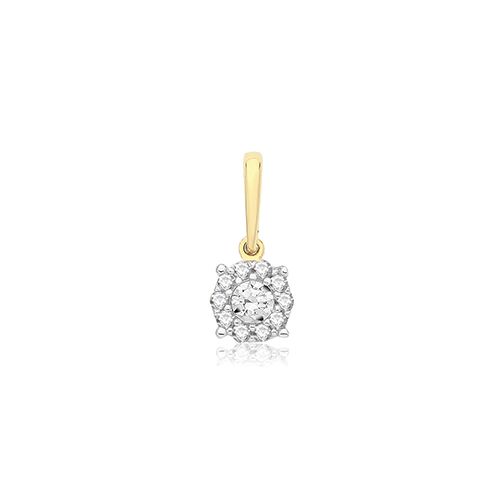 9CT YEL GOLD SML RND CZ PENDANT