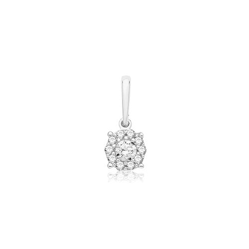 9CT WHT GOLD SML RND CZ PENDANT