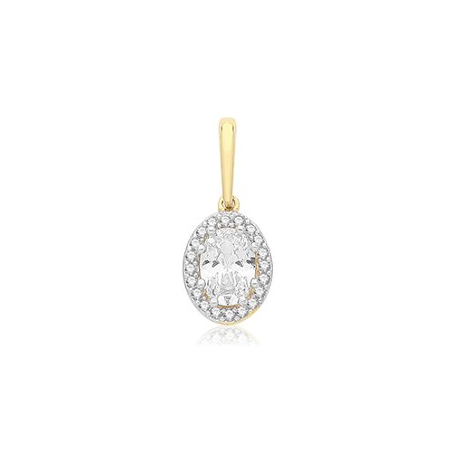 9CT YEL GOLD OVL CZ PENDANT