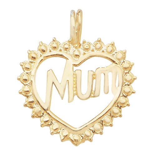 9CT YEL GOLD HEART MUM PENDANT