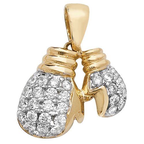 9CT YEL GOLD DBL BOXING GLOVE CZ PENDANT
