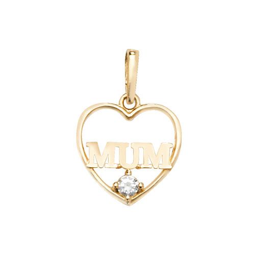 9CT YEL GOLD HEART CZ PENDANT