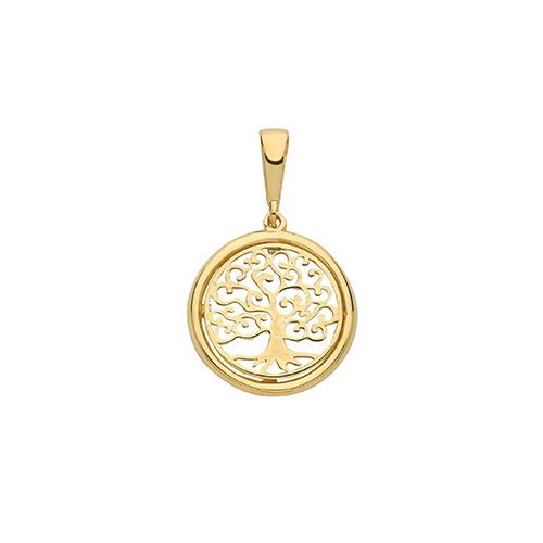 9CT YEL GOLD TREE OF LIFE RND PENDANT