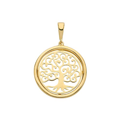 9CT YEL GOLD TREE OF LIFE RND PENDANT