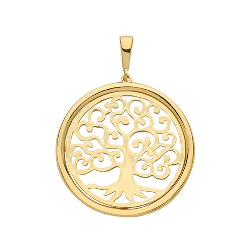 9CT YEL GOLD TREE OF LIFE RND PENDANT