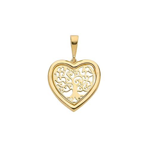 9CT YEL GOLD TREE OF LIFE HEART PENDANT