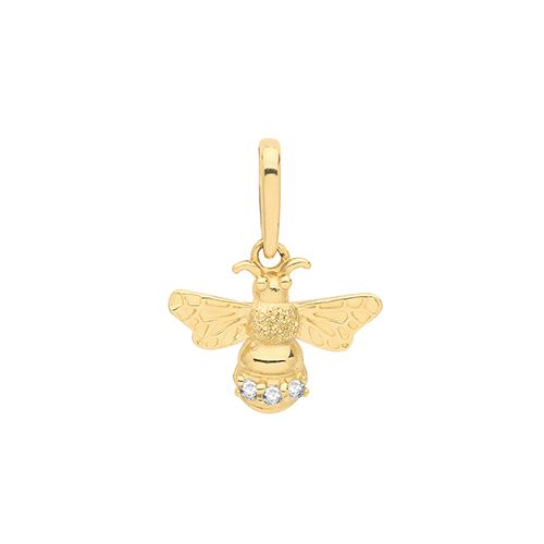 9CT YEL GOLD CZ BEE CHARM