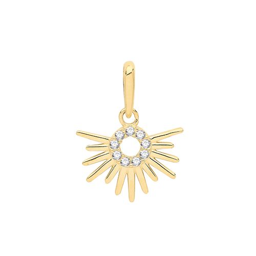 9CT YEL GOLD CZ SUN RISE CHARM