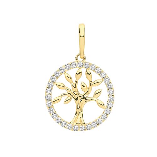 9CT YEL GOLD CZ TREE OF LIFE CHARM