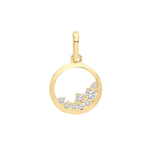 9CT YEL GOLD CZ CIRCLE CHARM