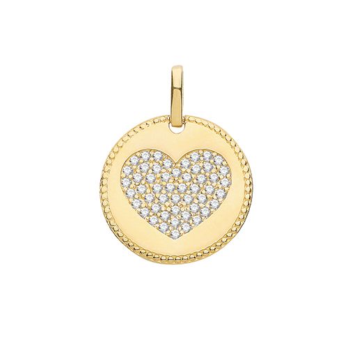 9CT YEL GOLD CZ HEART CHARM
