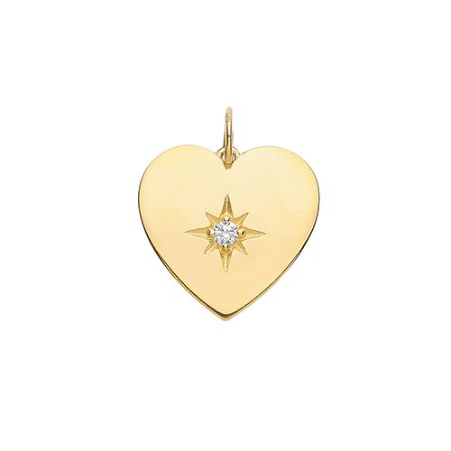 9CT YEL GOLD HEART WITH SINGLE CZ CHARM