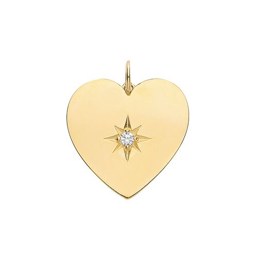 9CT YEL GOLD HEART WITH SINGLE CZ CHARM