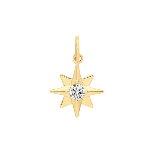 9CT YEL GOLD CZ SET STAR CHARM