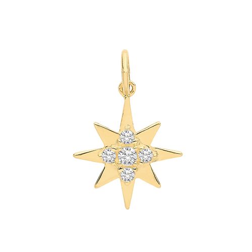 9CT YEL GOLD CZ SET STAR CHARM