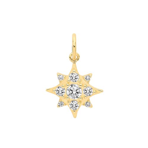 9CT YEL GOLD CZ SET STAR CHARM