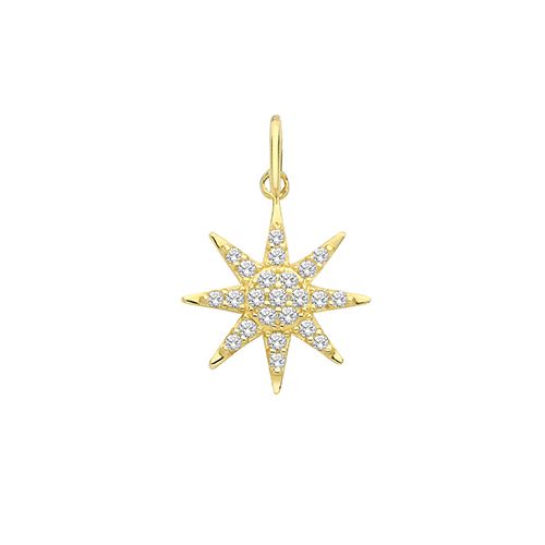 9CT YEL GOLD CZ SET STAR CHARM