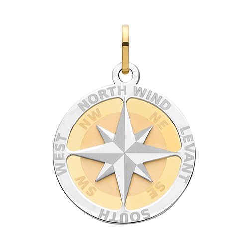 9CT YEL GOLD COMPASS ROSE LARGE PENDANT