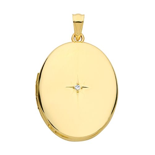 9CT YEL GOLD OVAL DIAMOND LOCKET