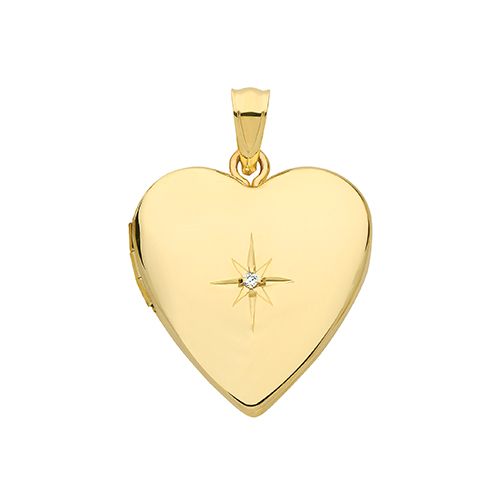 9CT YEL GOLD HEART DIAMOND LOCKET