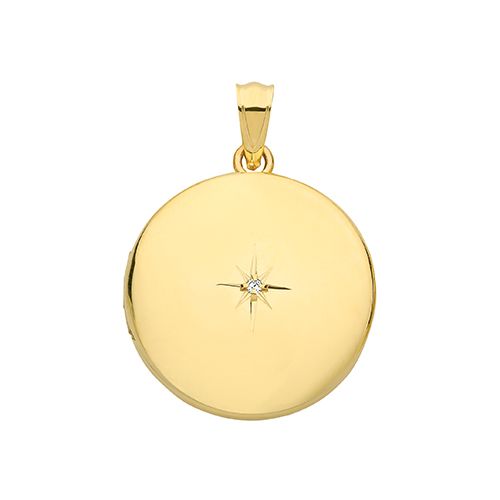 9CT YEL GOLD ROUND DIAMOND LOCKET