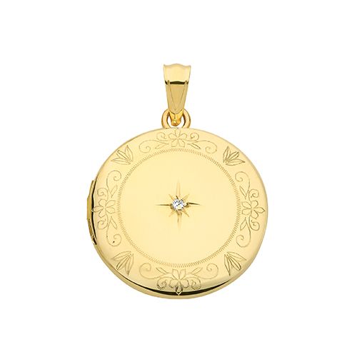 9CT YEL GOLD ROUND DIAMOND LOCKET