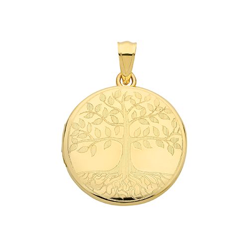 9CT YEL GOLD ROUND TREE OF LIFE ENGRAVED LOCKET