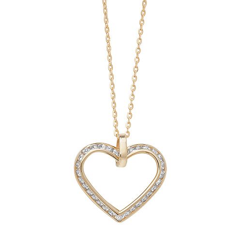 9CT YEL GOLD LADIES' 18 INCH CZ NECKLET