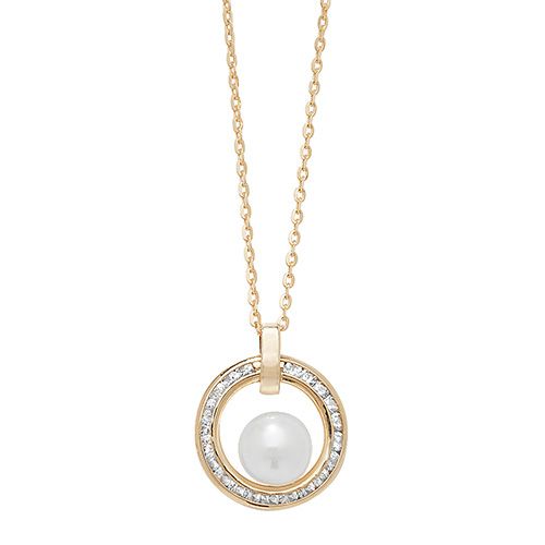 9CT YEL GOLD LADIES' 18 INCH CZ NECKLET