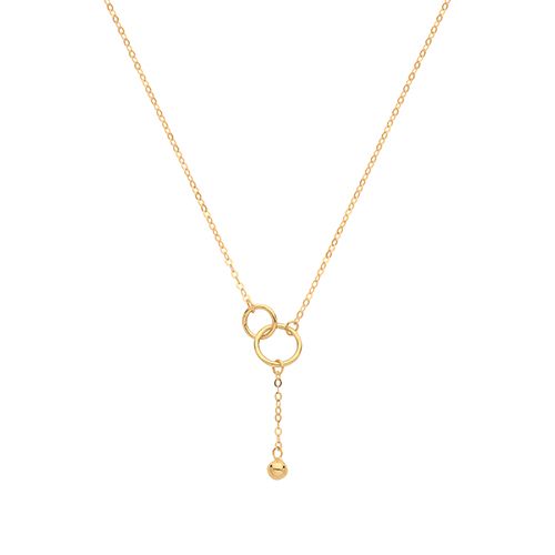 9CT YEL GOLD DOUBLE CIRCLE WITH DROP CHAIN NECKLET