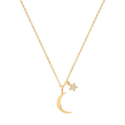 9CT YEL GOLD MOON&CZ STAR NECKLET