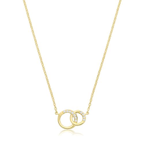 9CT YEL GOLD CZ INTERLOCKING CIRCLE NECKLET