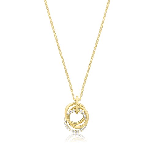 9CT YEL GOLD CZ INTERLOCKING CIRCLE NECKLET