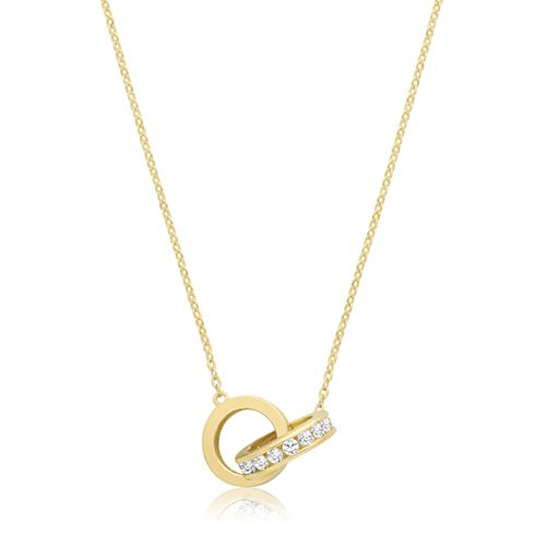 9CT YEL GOLD CZ INTERLOCKING CIRCLE NECKLET