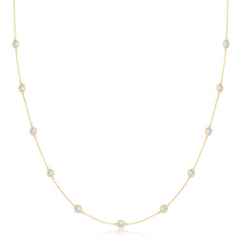 9CT YEL GOLD CZ STATION BRACELET NECKLET