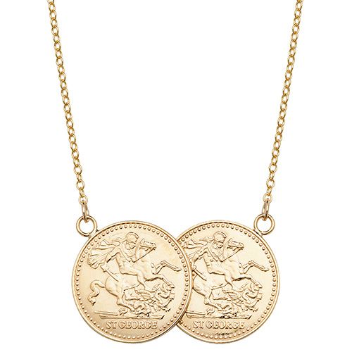 9CT YEL GOLD LADIES' 17 INCH HALF SOV NCKLT