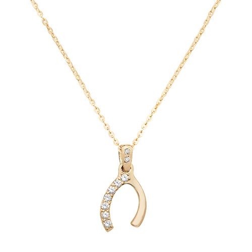 9CT YEL GOLD LADIES' CZ PENDANT ON 16+2 INCH CHAIN