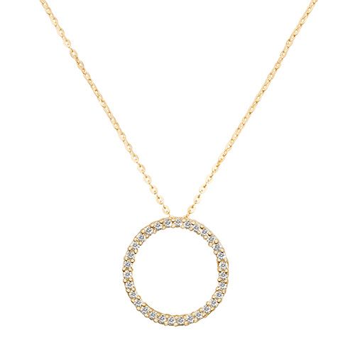 9CT YEL GOLD LADIES' CZ PENDANT ON 16+2 INCH CHAIN