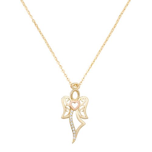 9CT YEL GOLD LADIES' CZ PENDANT ON 16+2 INCH CHAIN