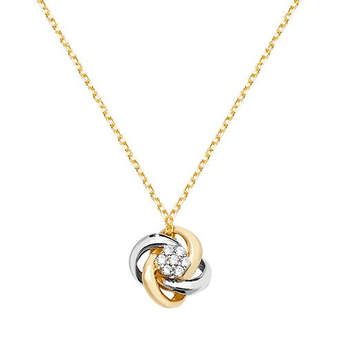 9CT YEL/WHT LADIES' GOLD 18 INCH CZ NECKLET