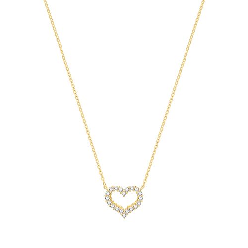 9CT YEL GOLD CZ HEART NECKLET