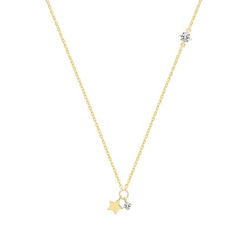 9CT YEL GOLD STAR&CZ CHARM NECKLET