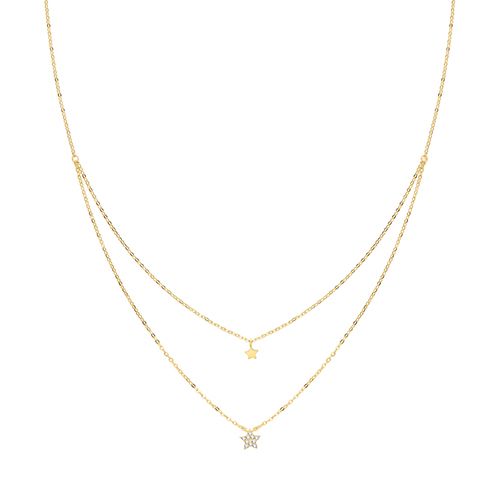 9CT YEL GOLD STAR DOUBLE CHAIN NECKLET