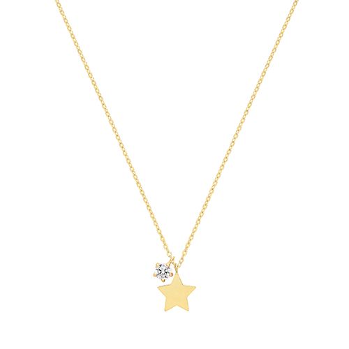 9CT YEL GOLD STAR&CZ CHARM NECKLET