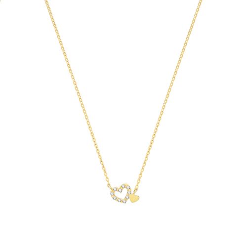 9CT YEL GOLD DOUBLE HEART NECKLET