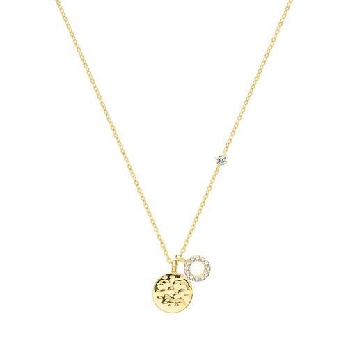9CT YEL GOLD ROUND DISC&CZ CIRCLE NECKLET