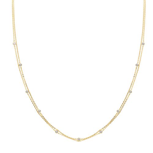 9CT YEL GOLD CZ DOUBLE CHAIN NECKLET