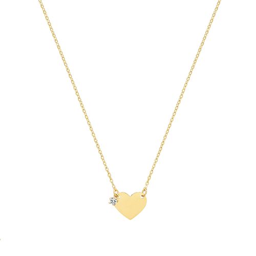 9CT YEL GOLD HEART&CZ NECKLET